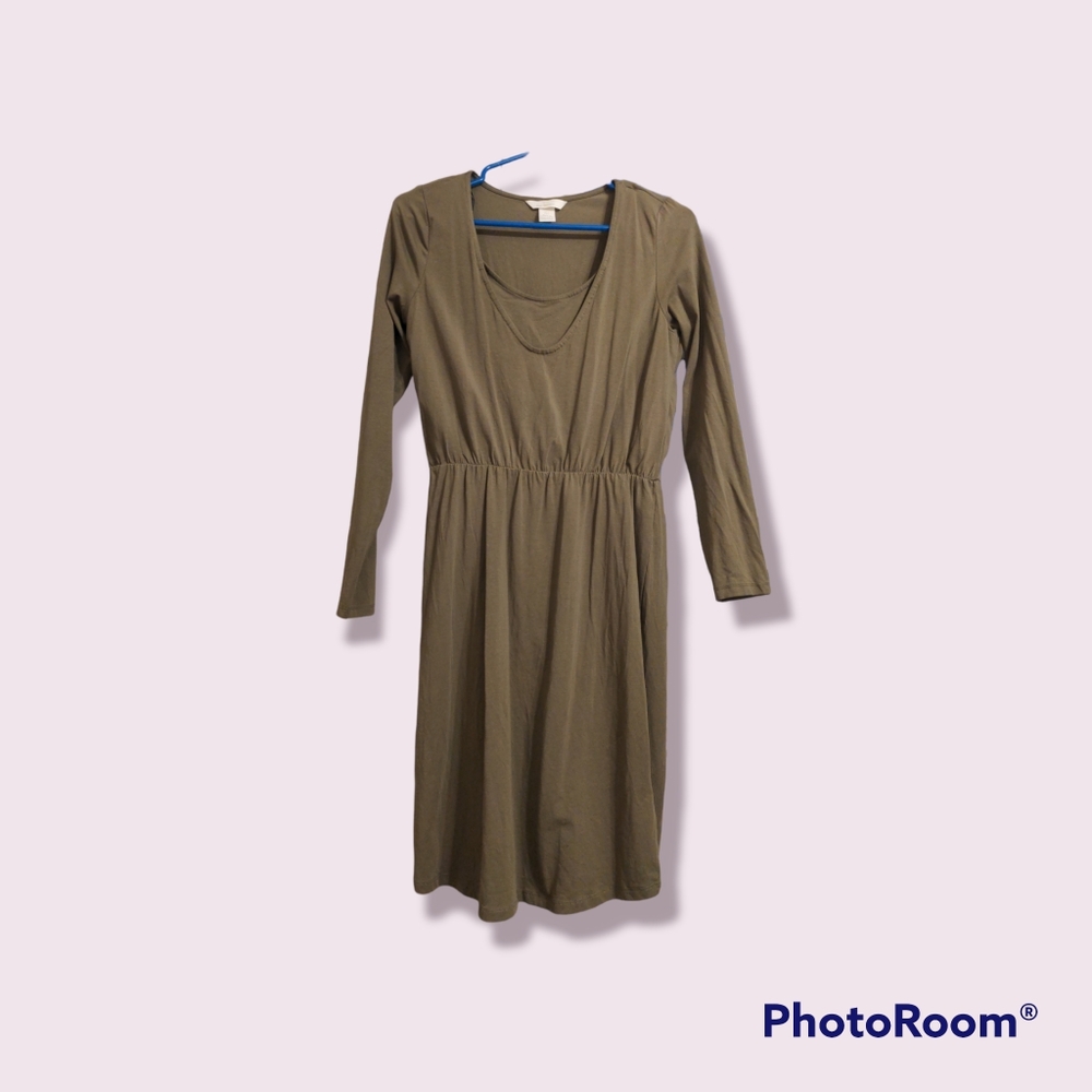 H&M Maternity Nursing Dress Olive Green Long Sleeved